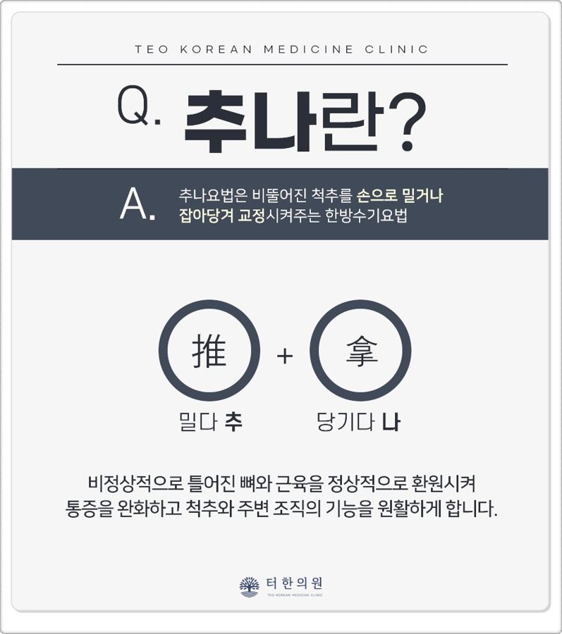 추나요법의 뜻을 설명한 안내문