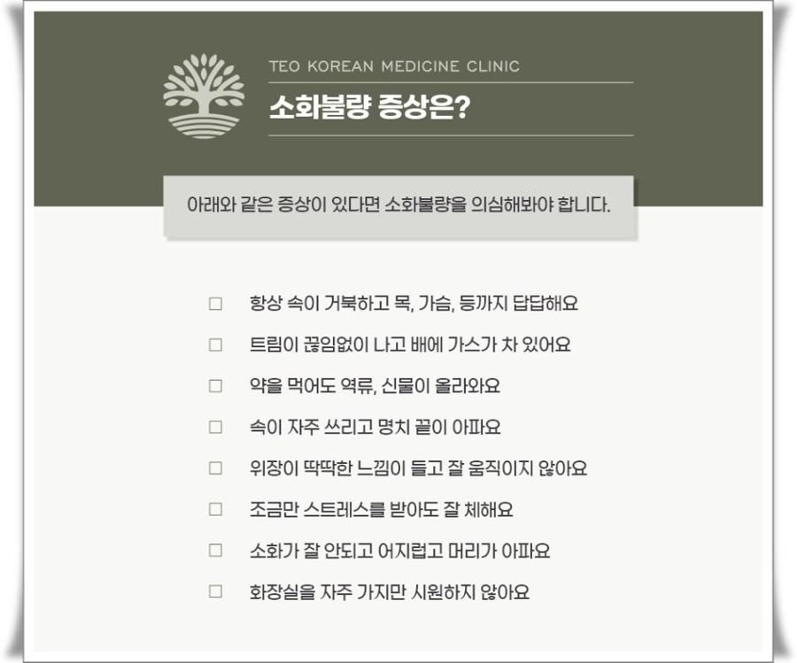 소화불량 의심 증상을 확인하는 체크리스트