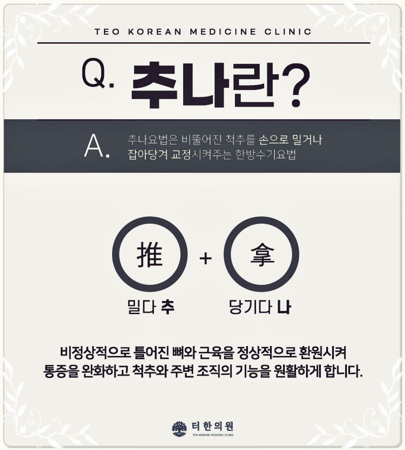 추나요법의 뜻을 설명한 안내문