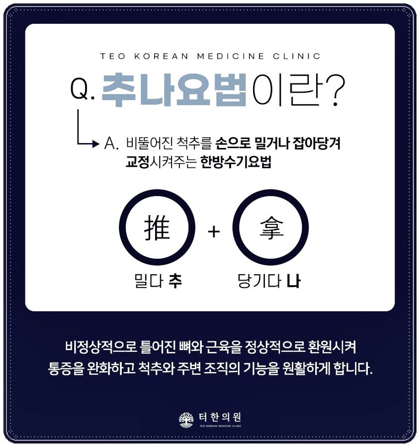 추나요법의 뜻을 설명한 안내문