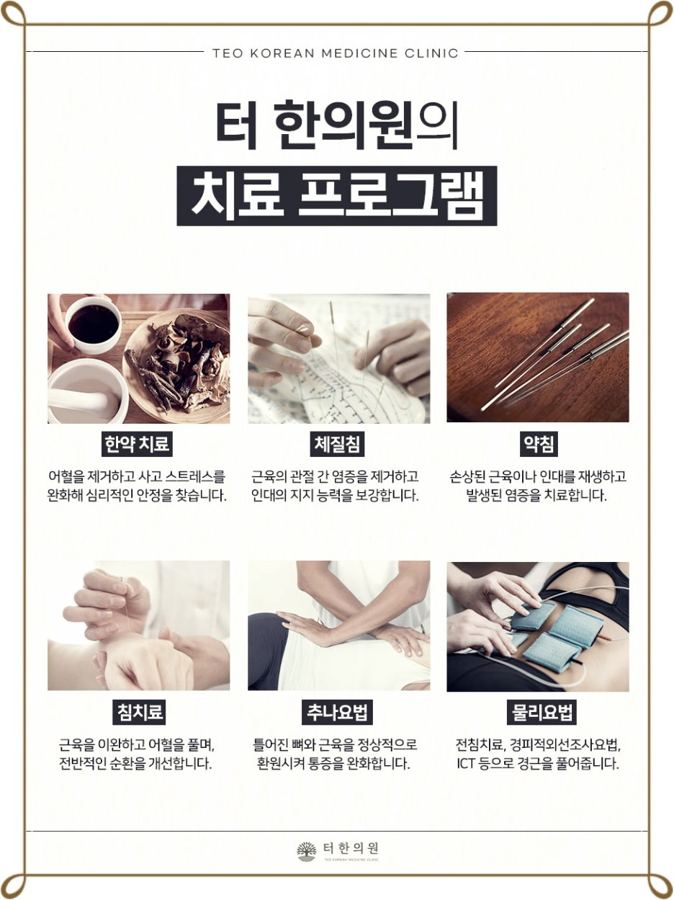 약침·한약·추나 등 한의원 치료 프로그램을 소개한 안내문