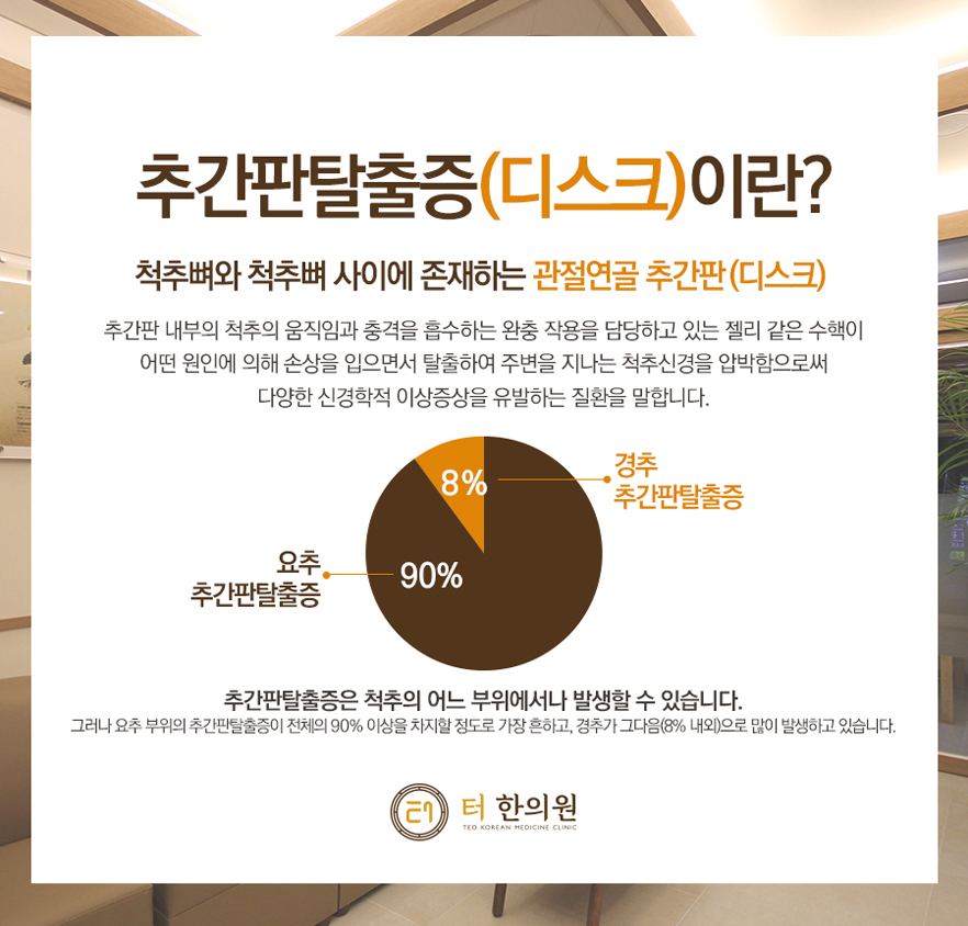 추간판탈출증 비율을 표시한 안내문
